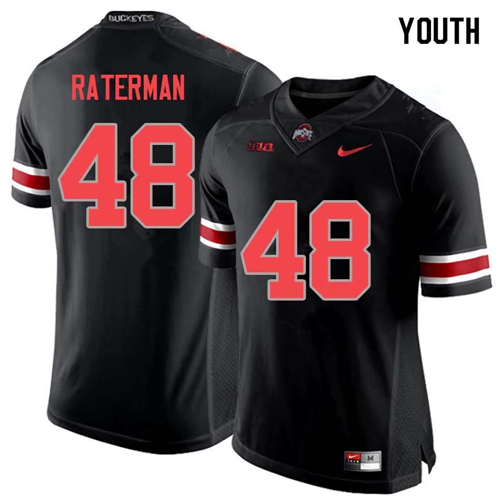 Clay Raterman Ohio State Buckeyes Youth NCAA #48 Nike Blackout College Stitched Football Jersey NCS1656JC